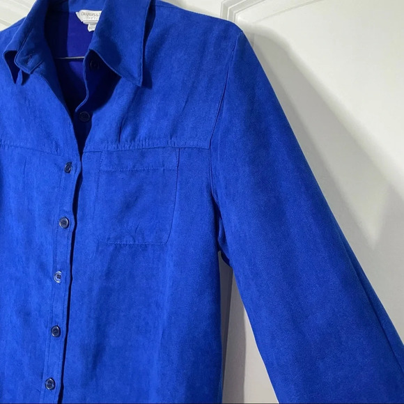 Drapers & Damon’s Royal Blue Faux Suede Button Down Shirt size PS - Picture 8 of 9